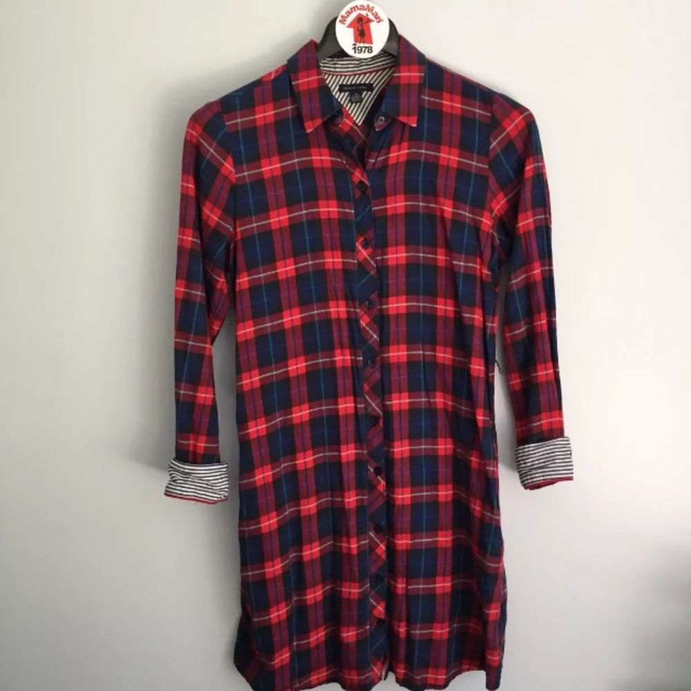 Tommy Hilfiger Red Plaid Shirt Dress